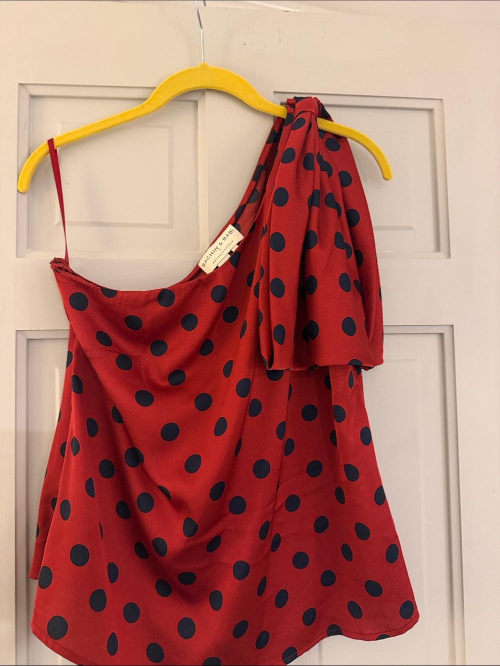 Sachin & Babi Red Polka Dot Blouse with Black Dots